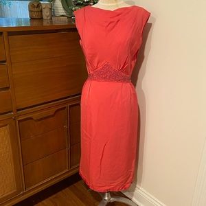 Vintage Mid Century Pink Beaded Evening Dress